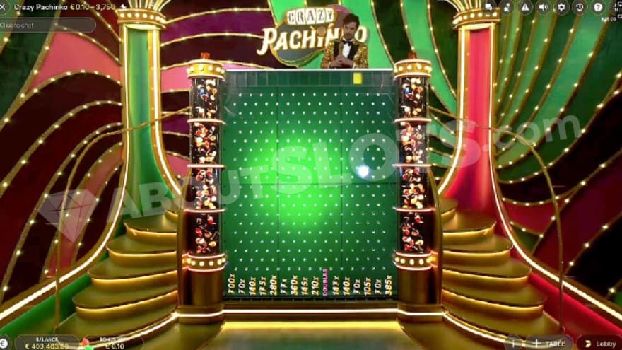 Pachinko Bonus game with a huge pachinko board being present in the center.