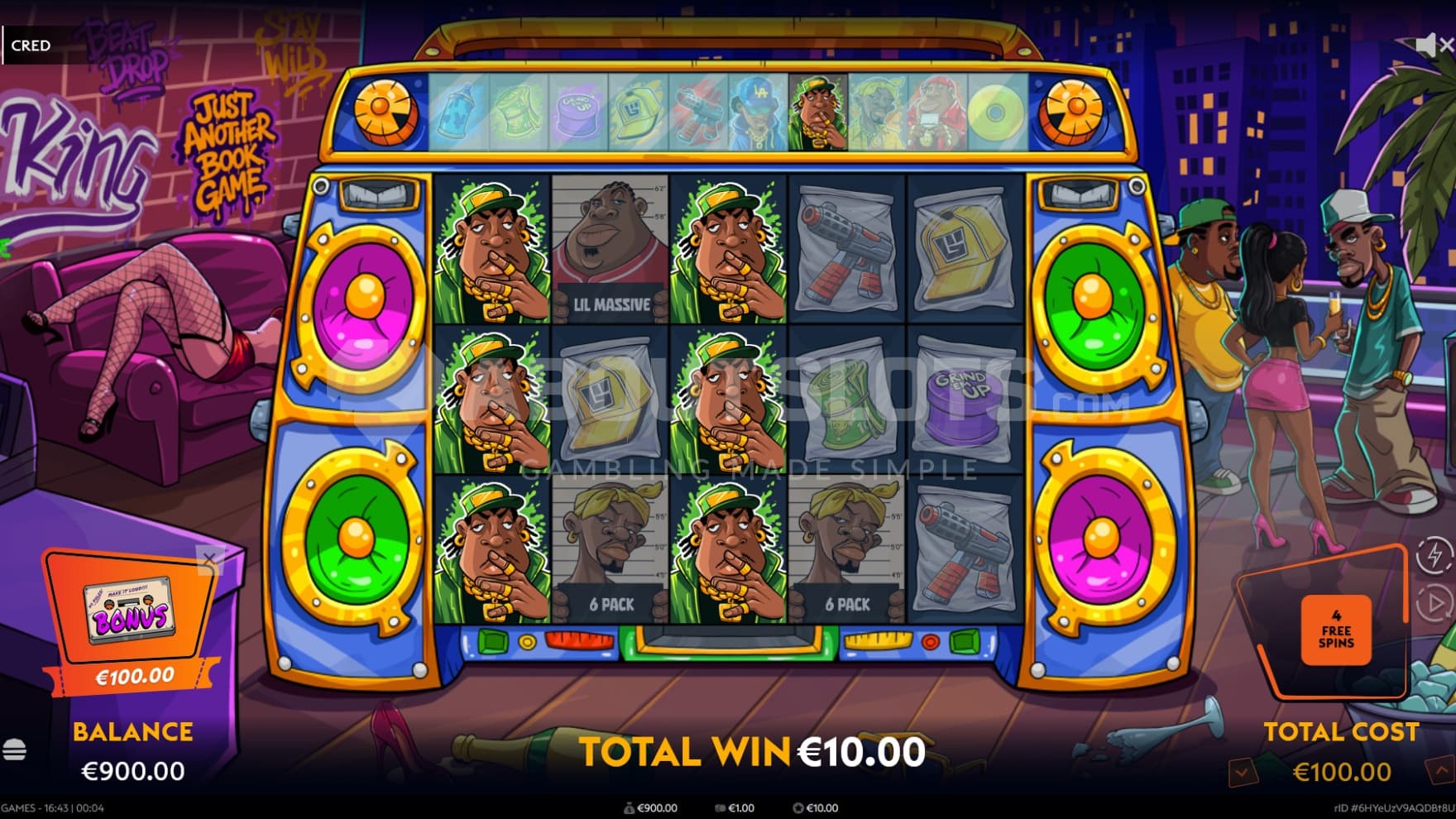 The Free Spins is set duirng a rooftop party, with expanding symbols