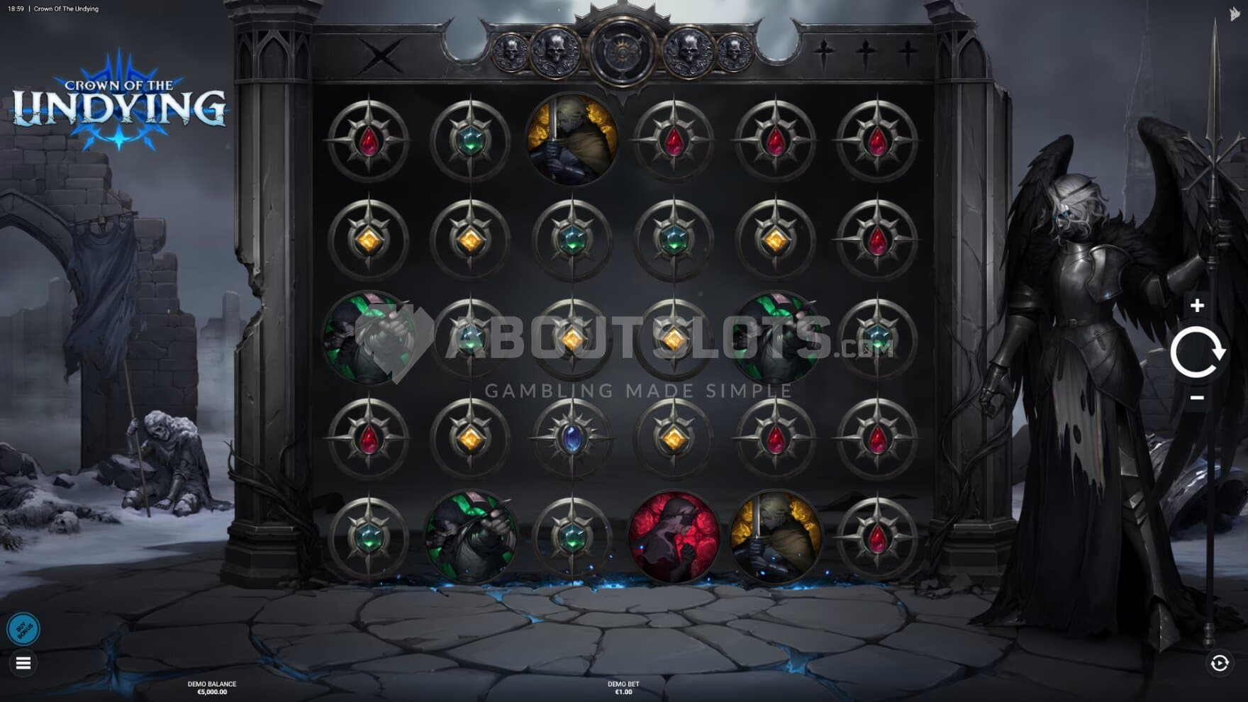 The Usurper stands next to the playing grid as you spin away