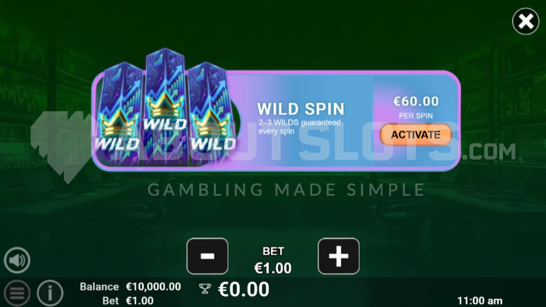 You can buy a special Wild Spin through the feature buy