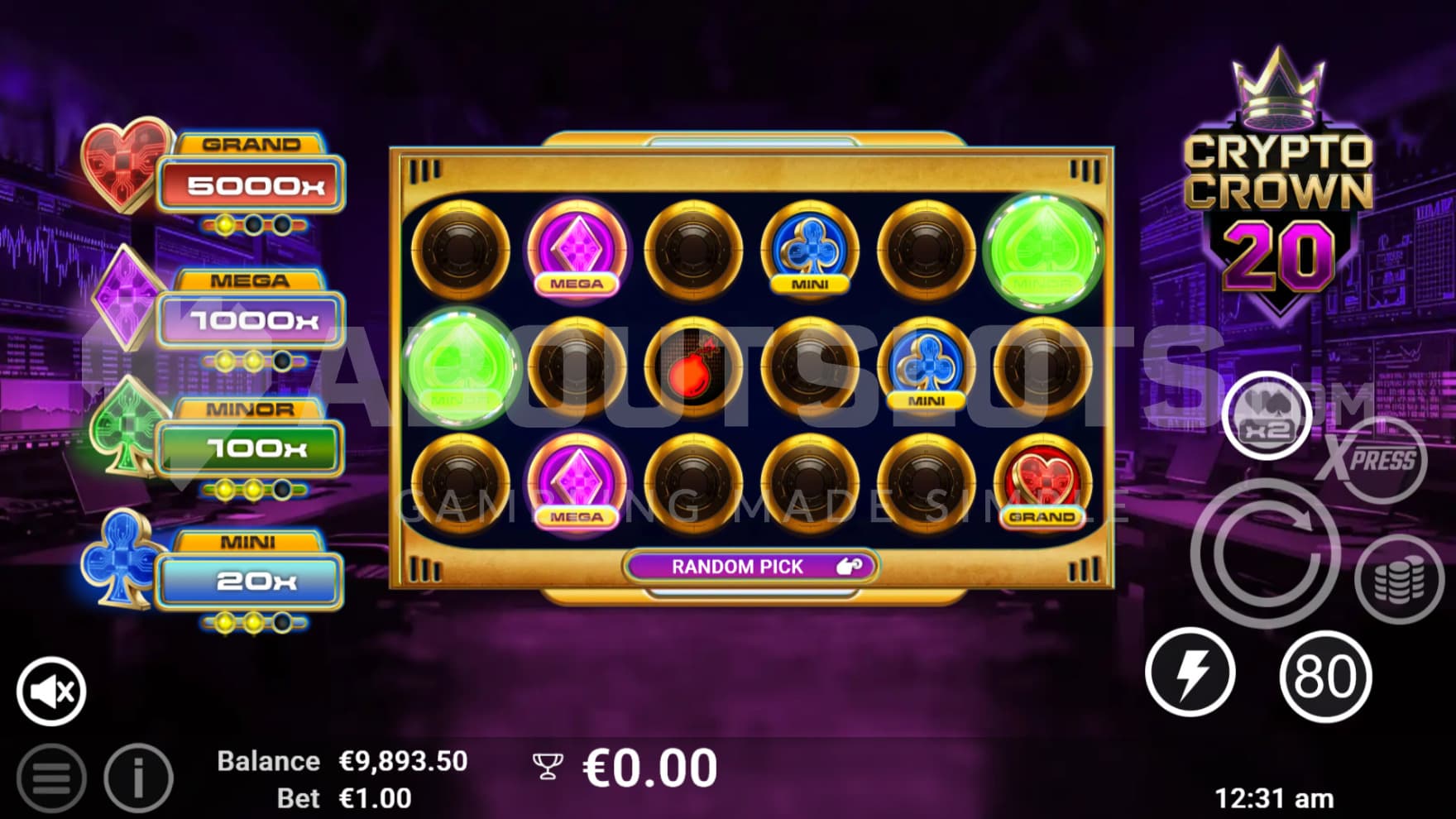 During the Jackpot Round you can choose between various Orbs to reveal prizes