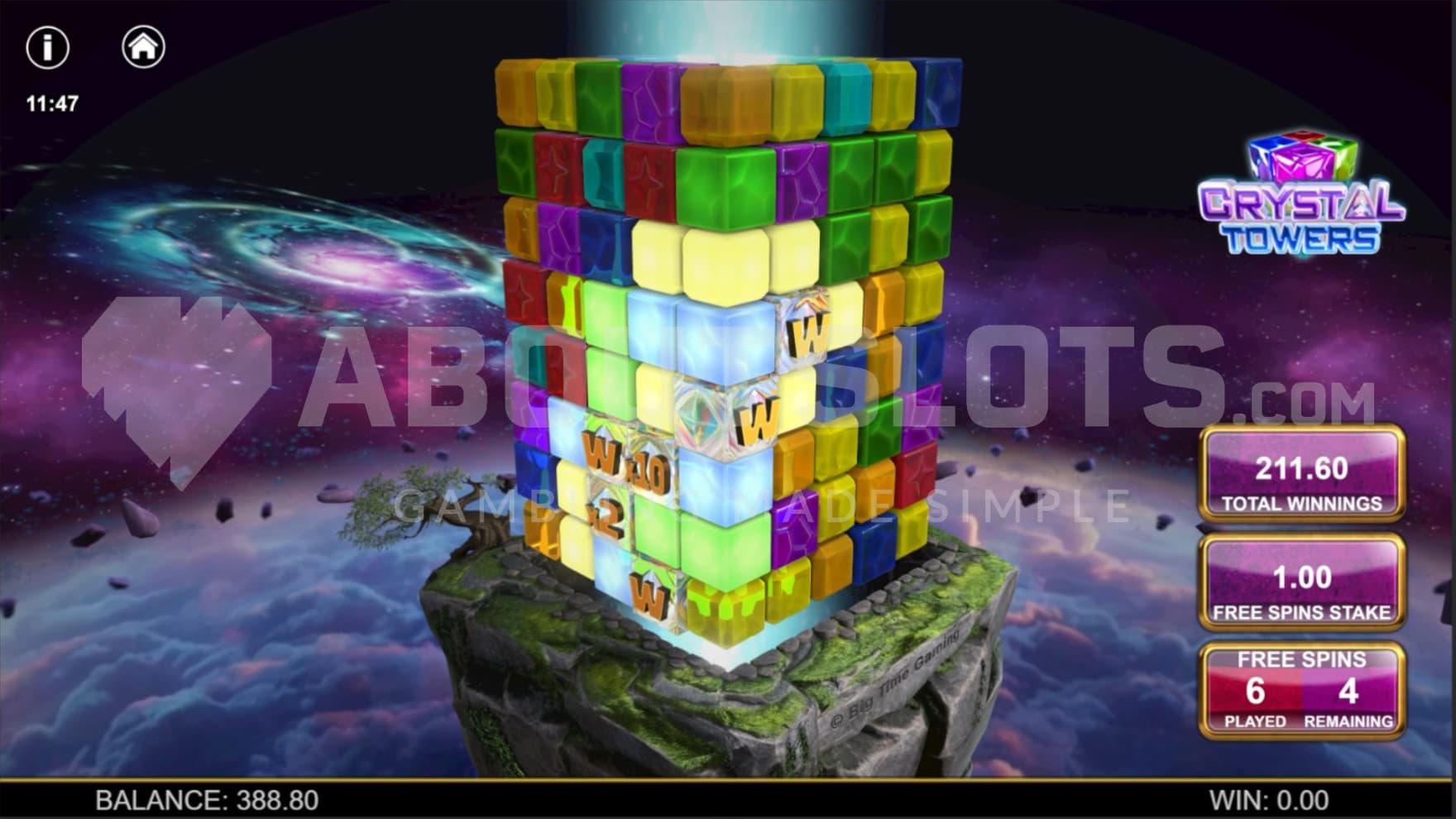 The Free Spins take you to space and the cube grows taller