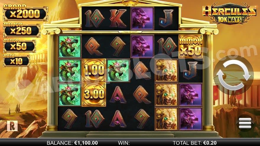 Six reels framed with marble pillars.