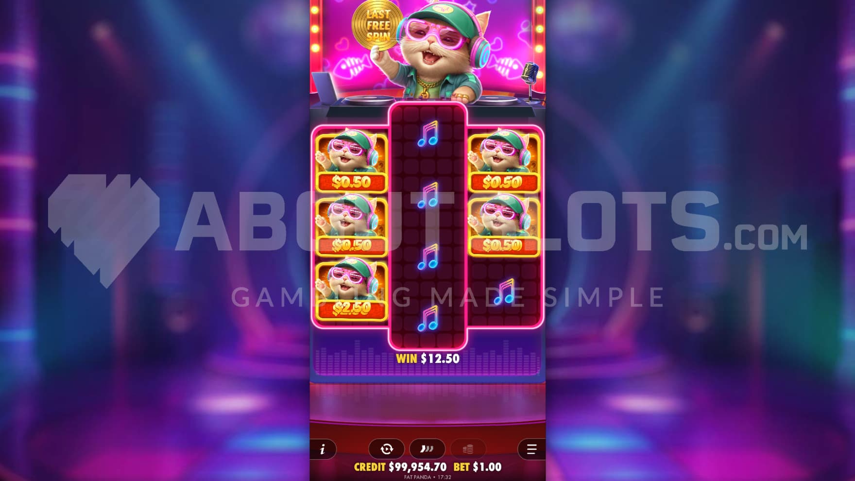 Only Money Symbols can show up on the dance floor during the Free Spins