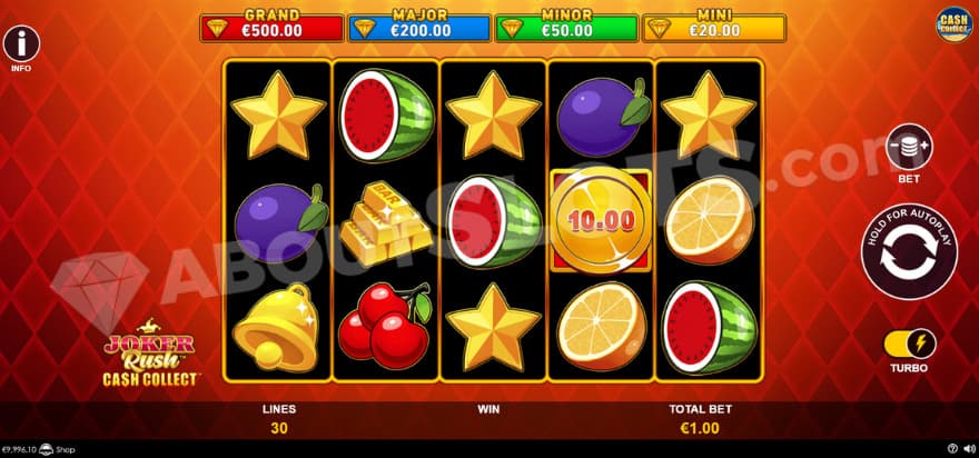 Base game where you can see Jackpots above the reels.