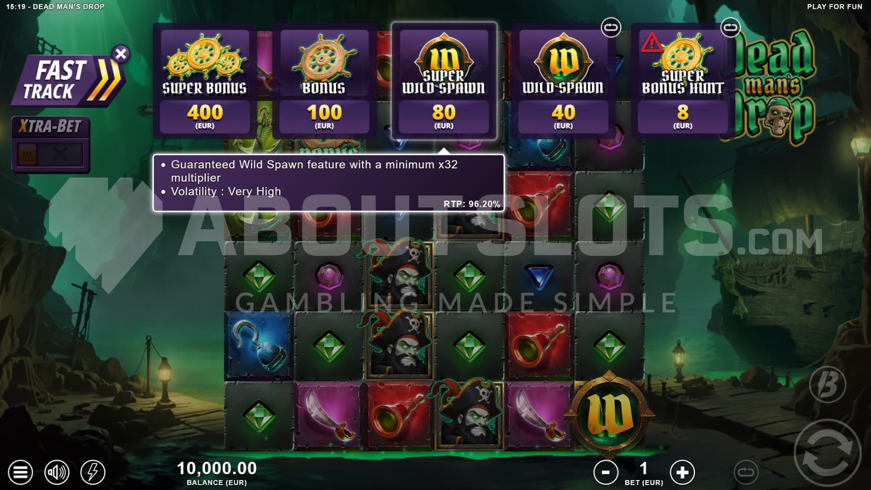 5 different Feature Buy options pops out at the top of the screen