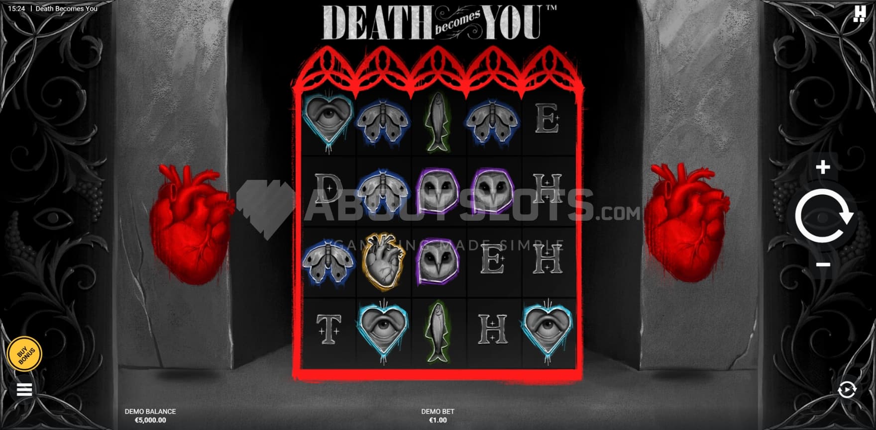 Beating hearts on each side of the game grid