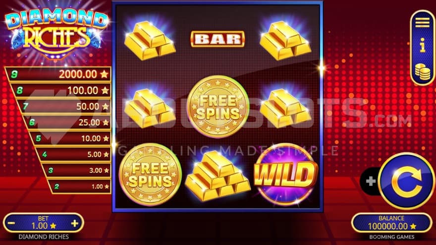 Diamond Paytable on left side