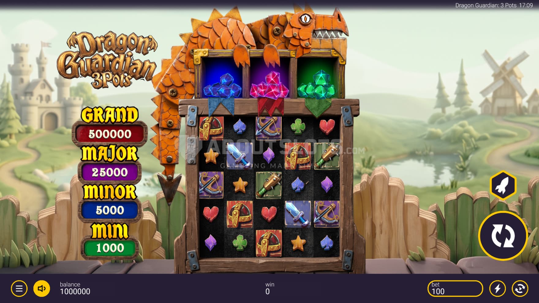 The wood and screw dragon lays on top of the playing grid, guarding its treasure trove of colorful gems