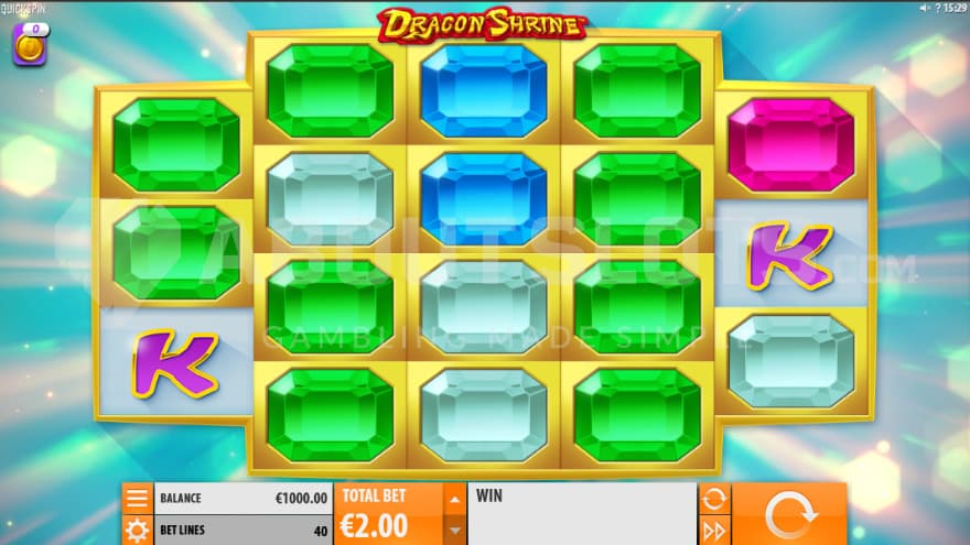 Base game with gemstone symbols on the reels.