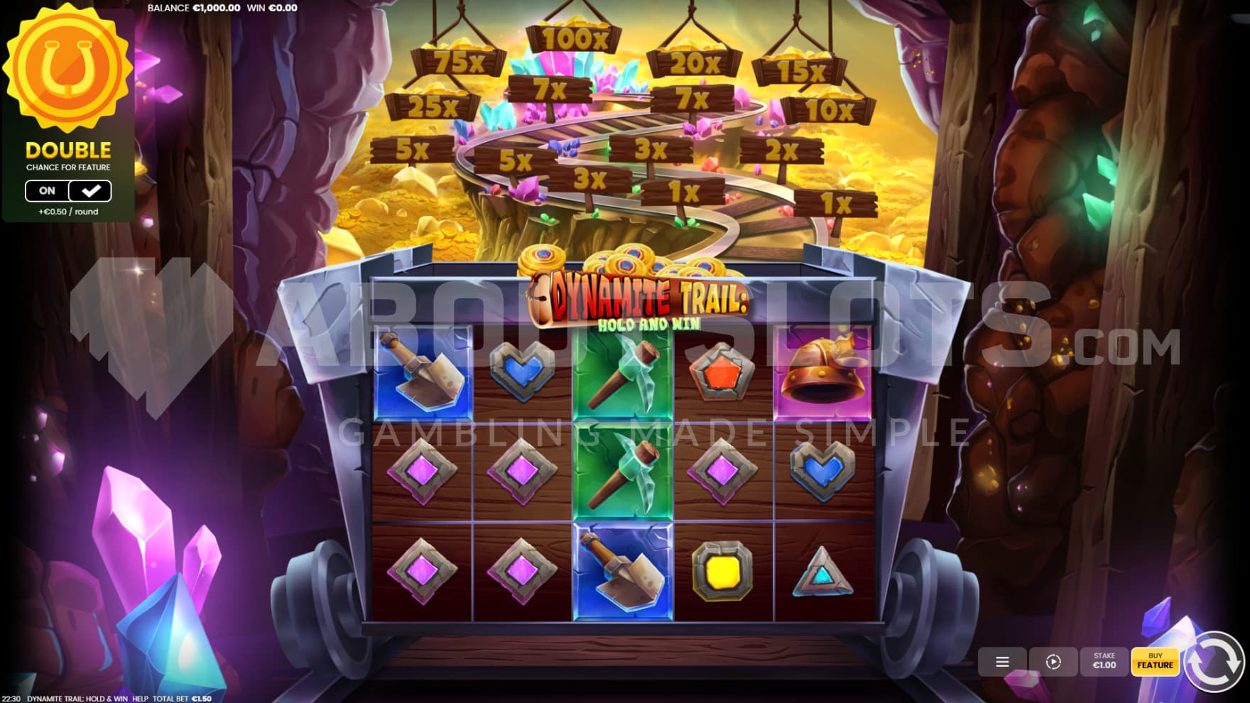 Cash Prizes above the reels