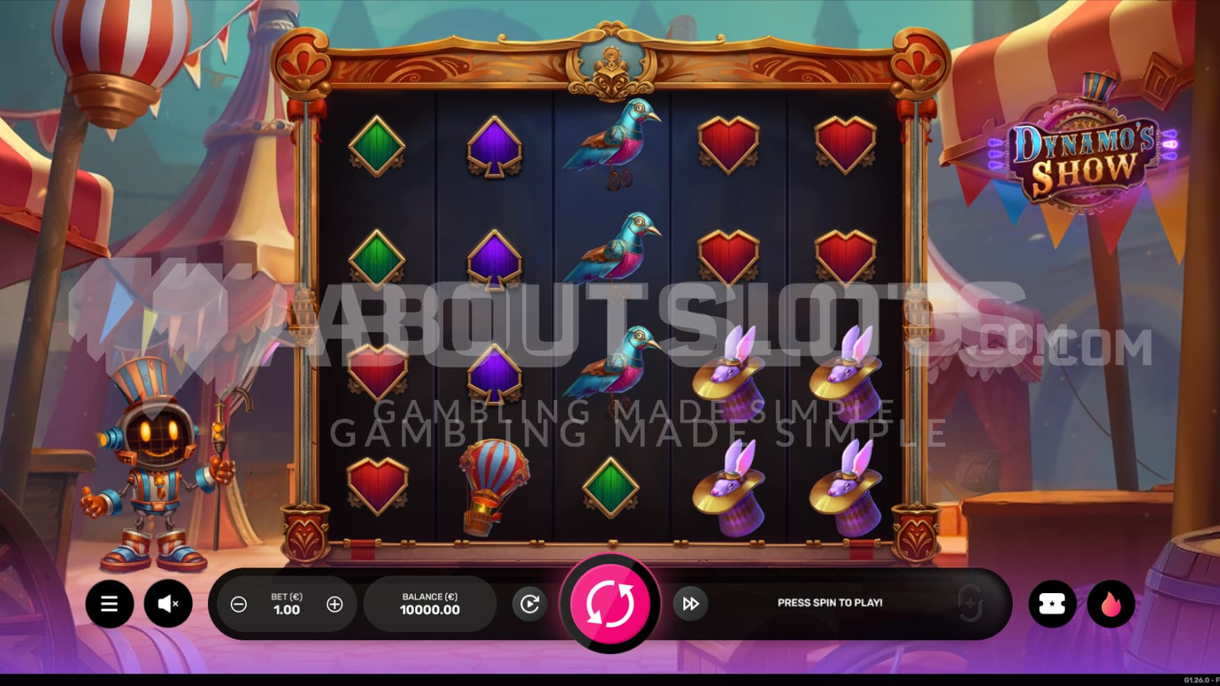 Dynamo stands next to the playing grid as you play