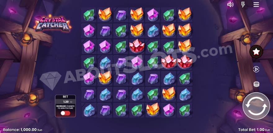 Base game where you can see beautiful crystals on the reels.