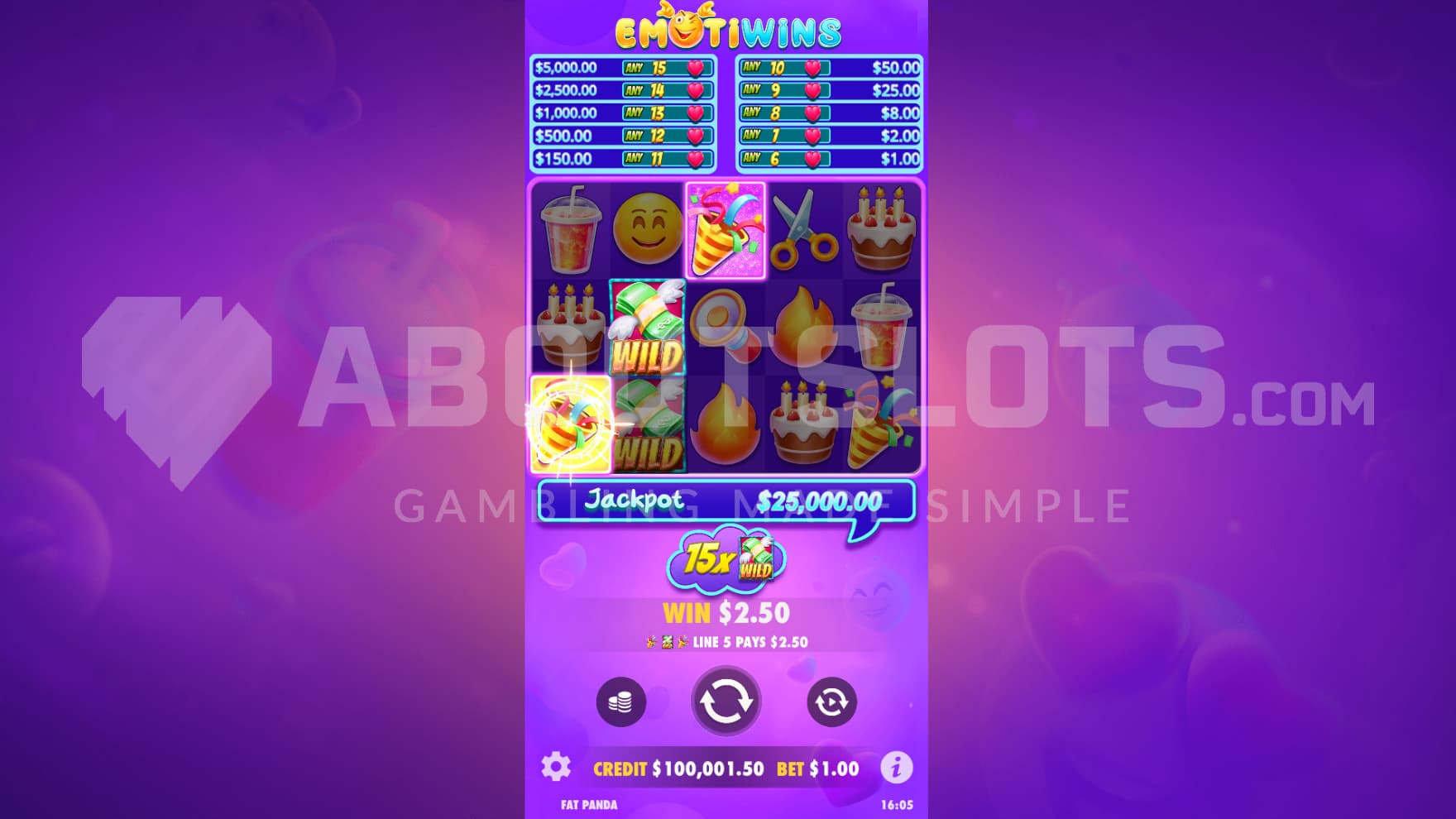 A wild symbol helps form a payline