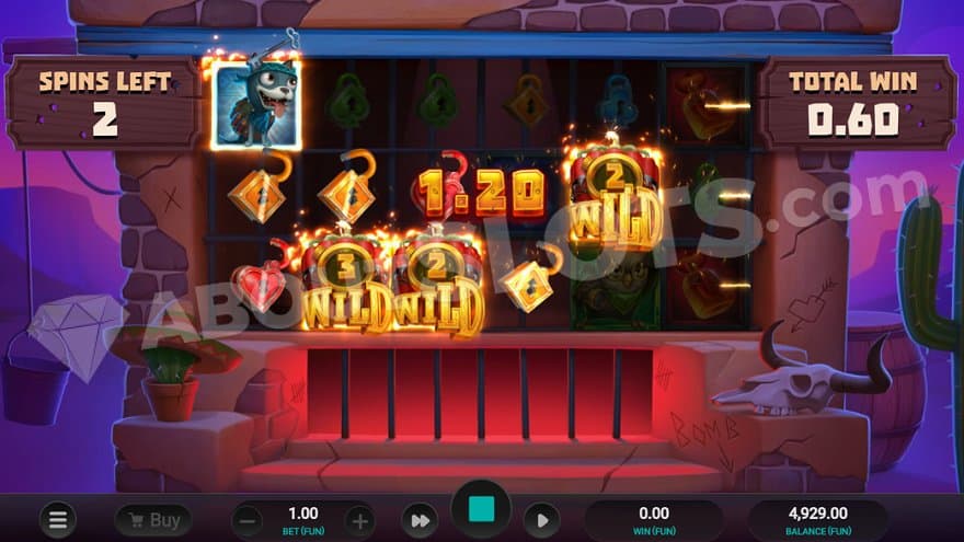 A win of 1.20 on the second last free spin.