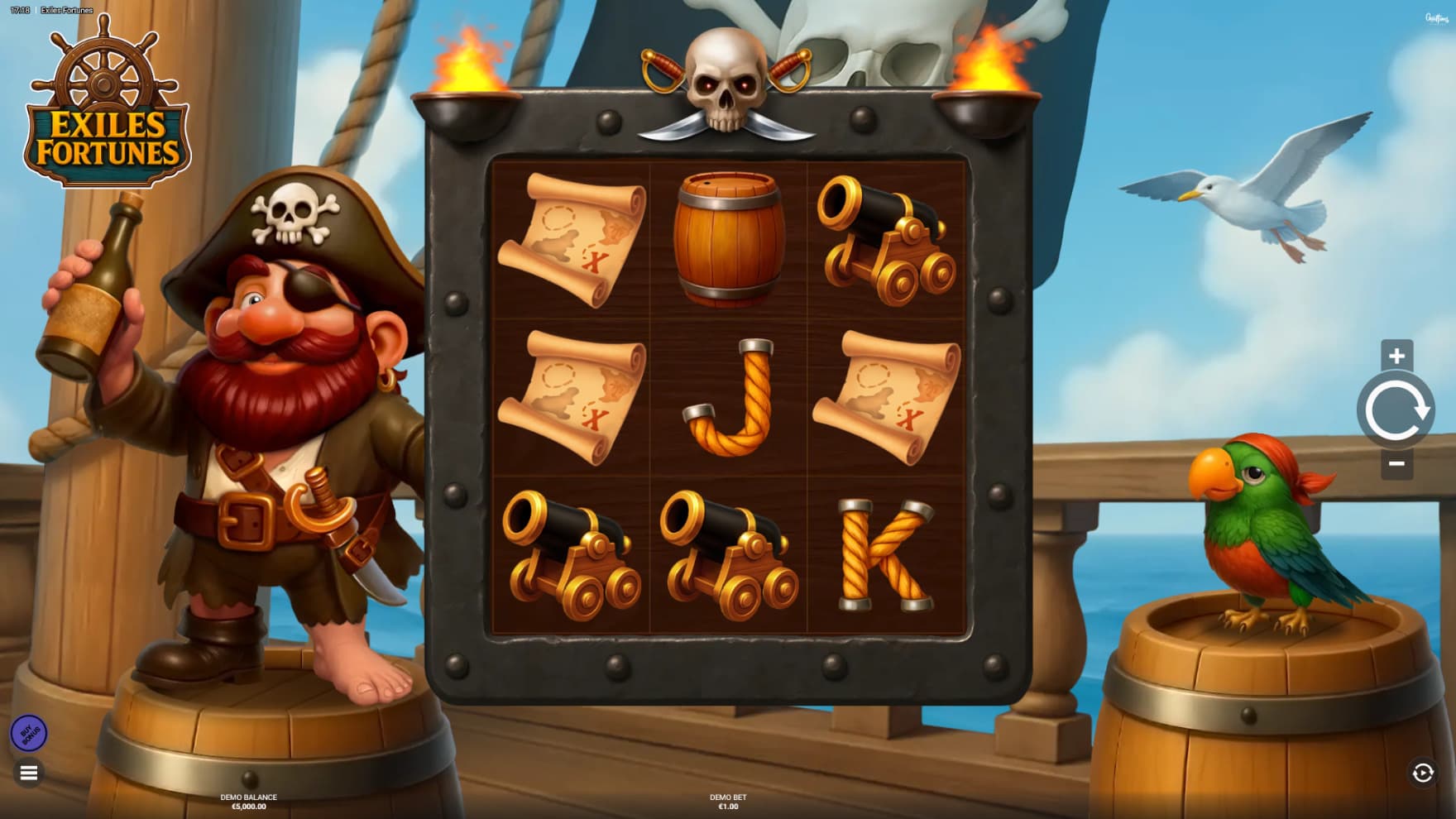 The jolly captain and his trusted parrot join us at the playing grid, ready to go treasure hunting