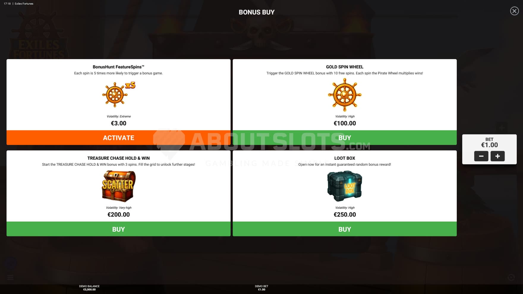 There are multiple Feature Buy options to choose from, such as the random Loot Box