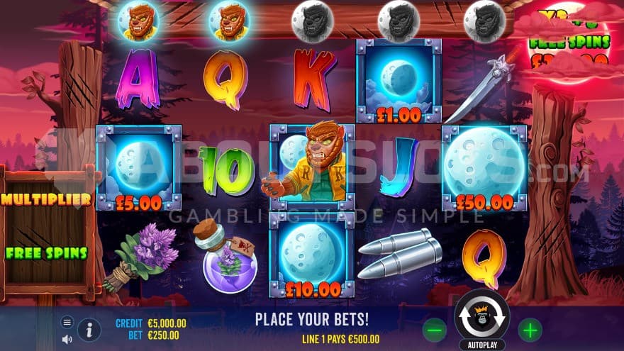 Werewolf Wild on reel 3