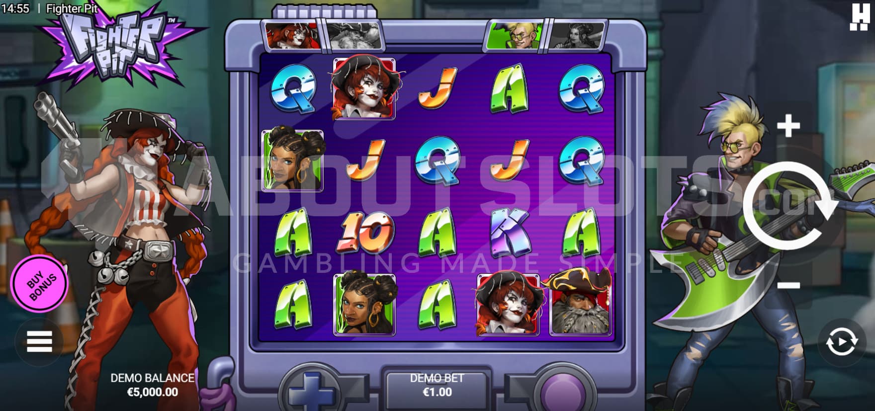 Fighters on both side of the reels