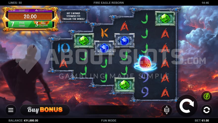 Base game with a dragon egg symbol on the fifth reel.