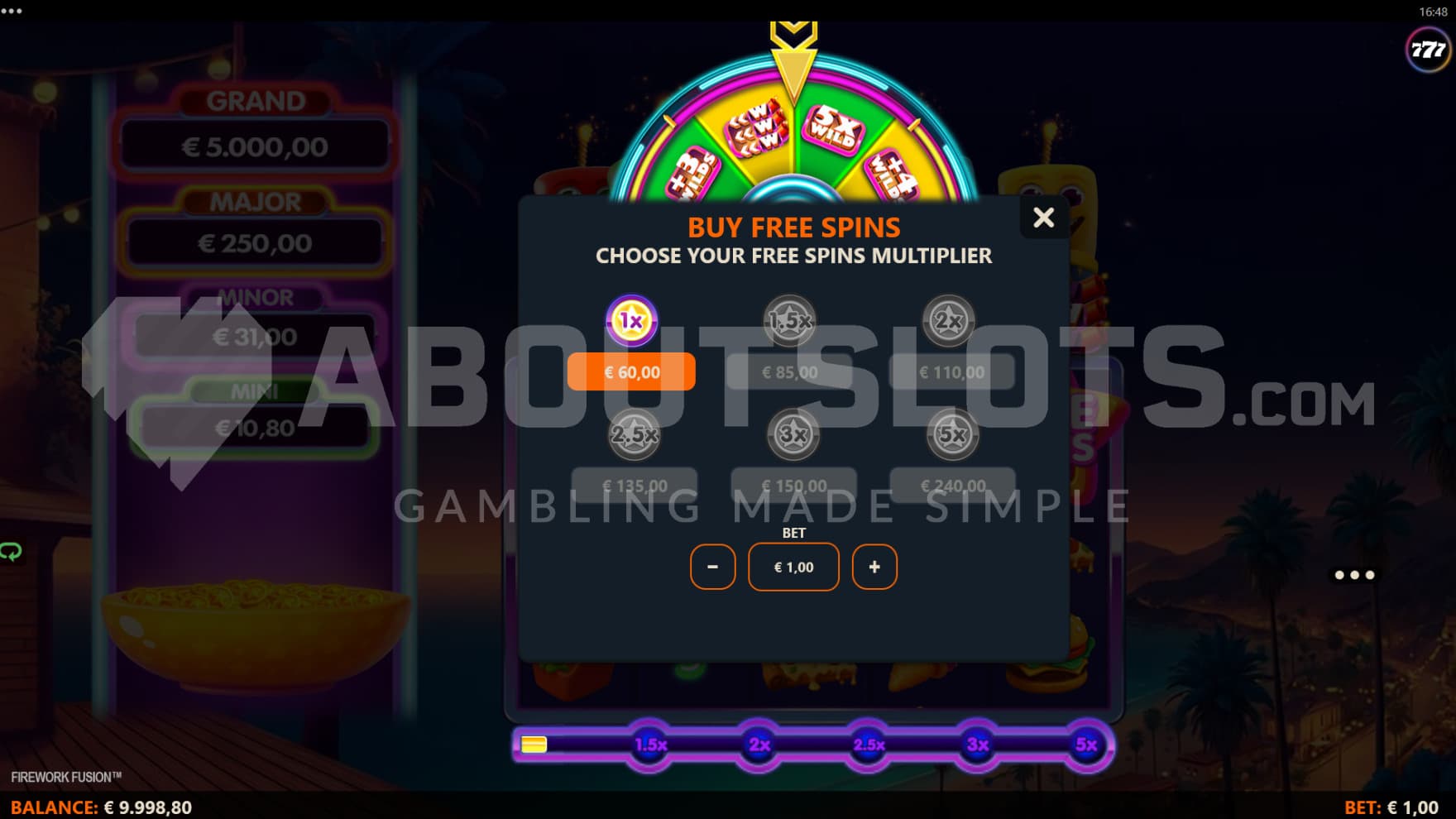 There is one Feature Buy option for each Win Multiplier