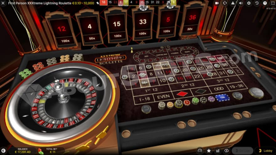 Main game being presented with a roulette table being shown on the screen.
