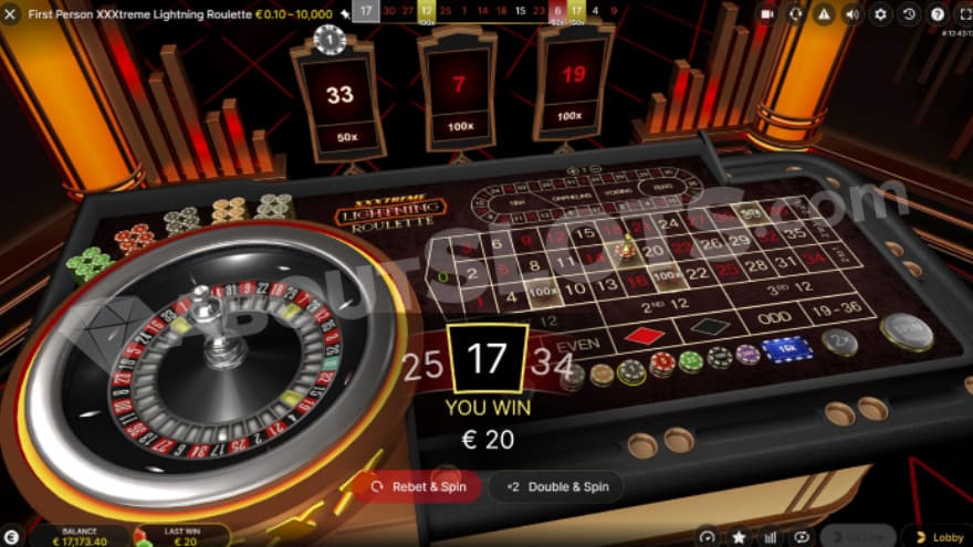 Winning number 17 being presented on the screen, giving a €20 win.