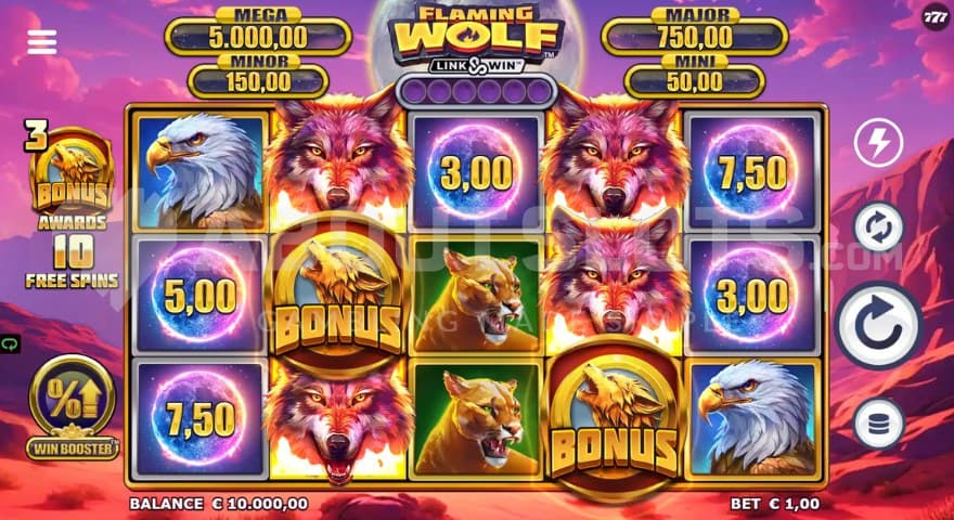 Jackpots displayed above reels