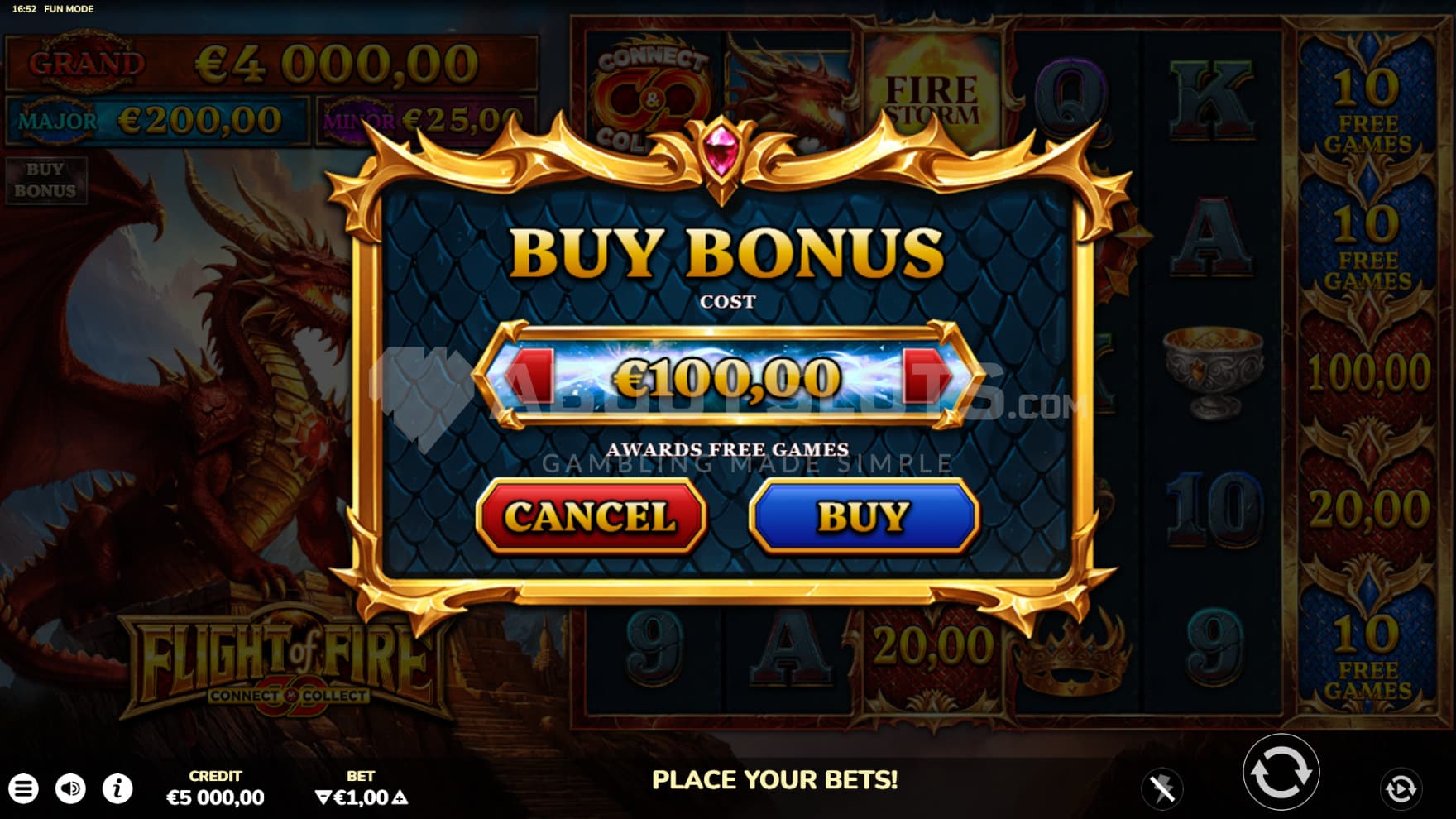 There is one Feature Buy option to help you instantly trigger the bonus game