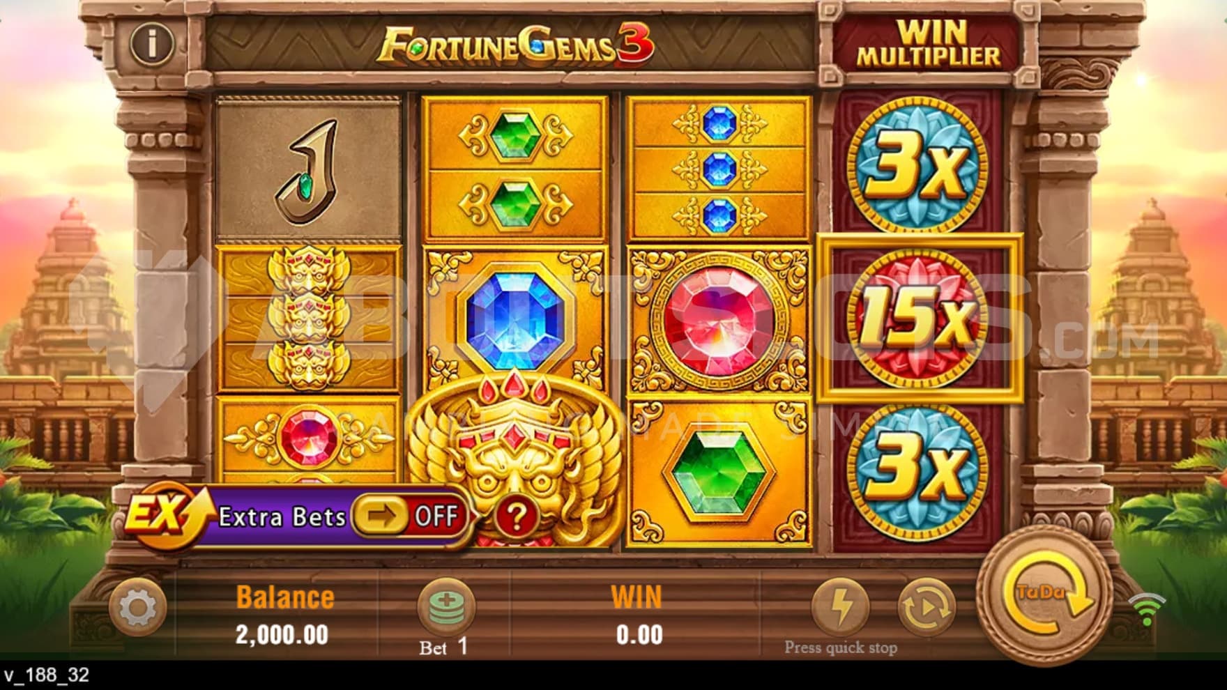 The playing grid is built up infront of the hidden civilizationm filled with gold and gems