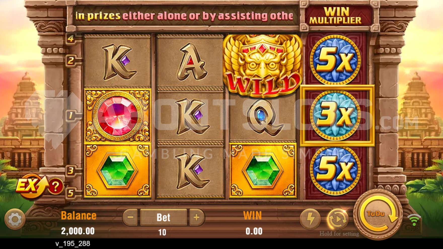 The 3x3 playing grid with a 4th multiplier reel on the right