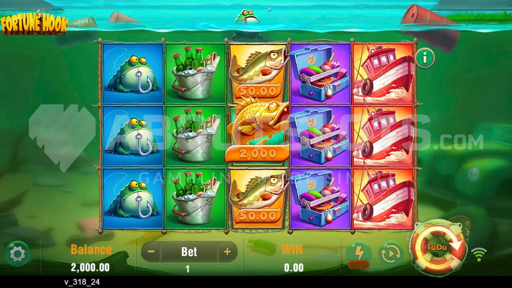 You find the playing grid underneath the murky water