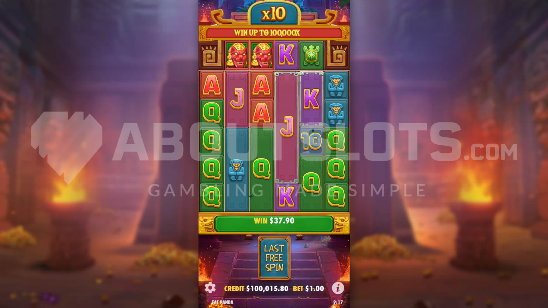 In the Free Spins you enter the temple where gold is scattered all over the floor