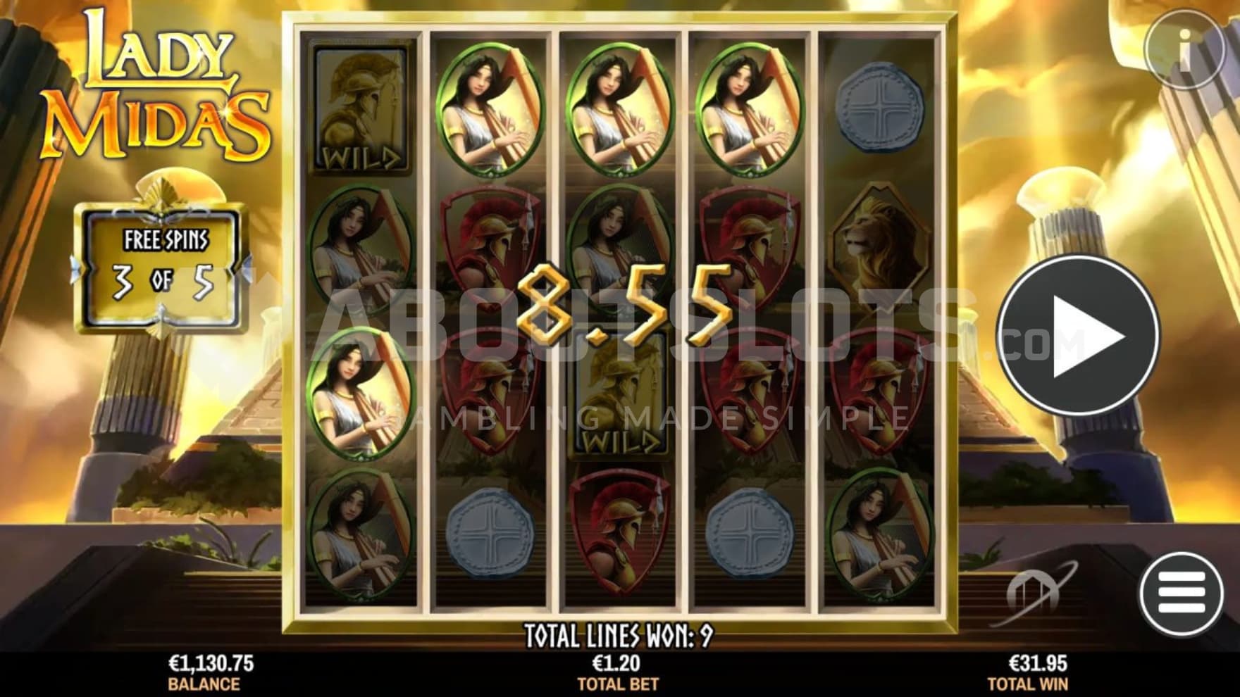 3 of 5 Free Spins played