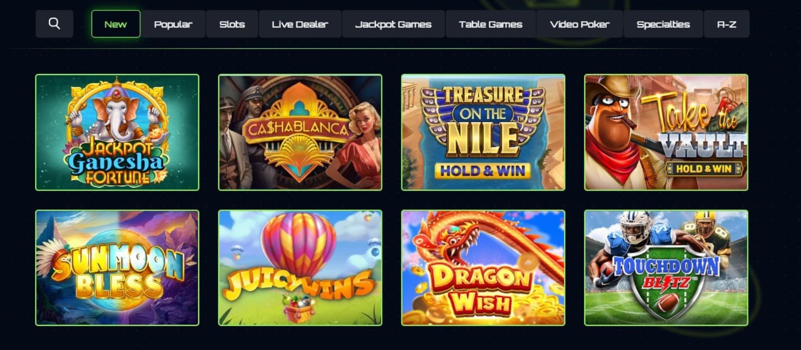 The games page of FreeSpin Casino presents a diverse range of casino games, such as Samba Rio Spins, Jo-Jo Joker, and more.