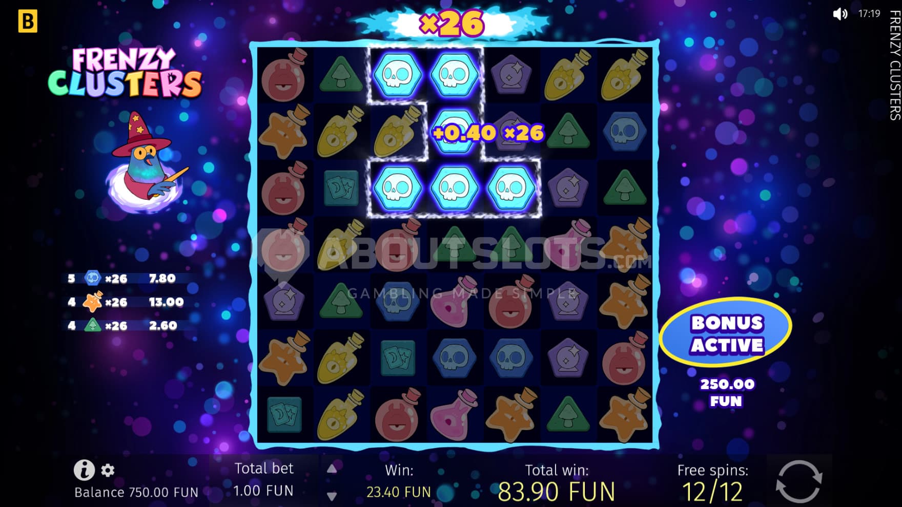 Multipliers are welcomed and a more magical background appear during the free spins