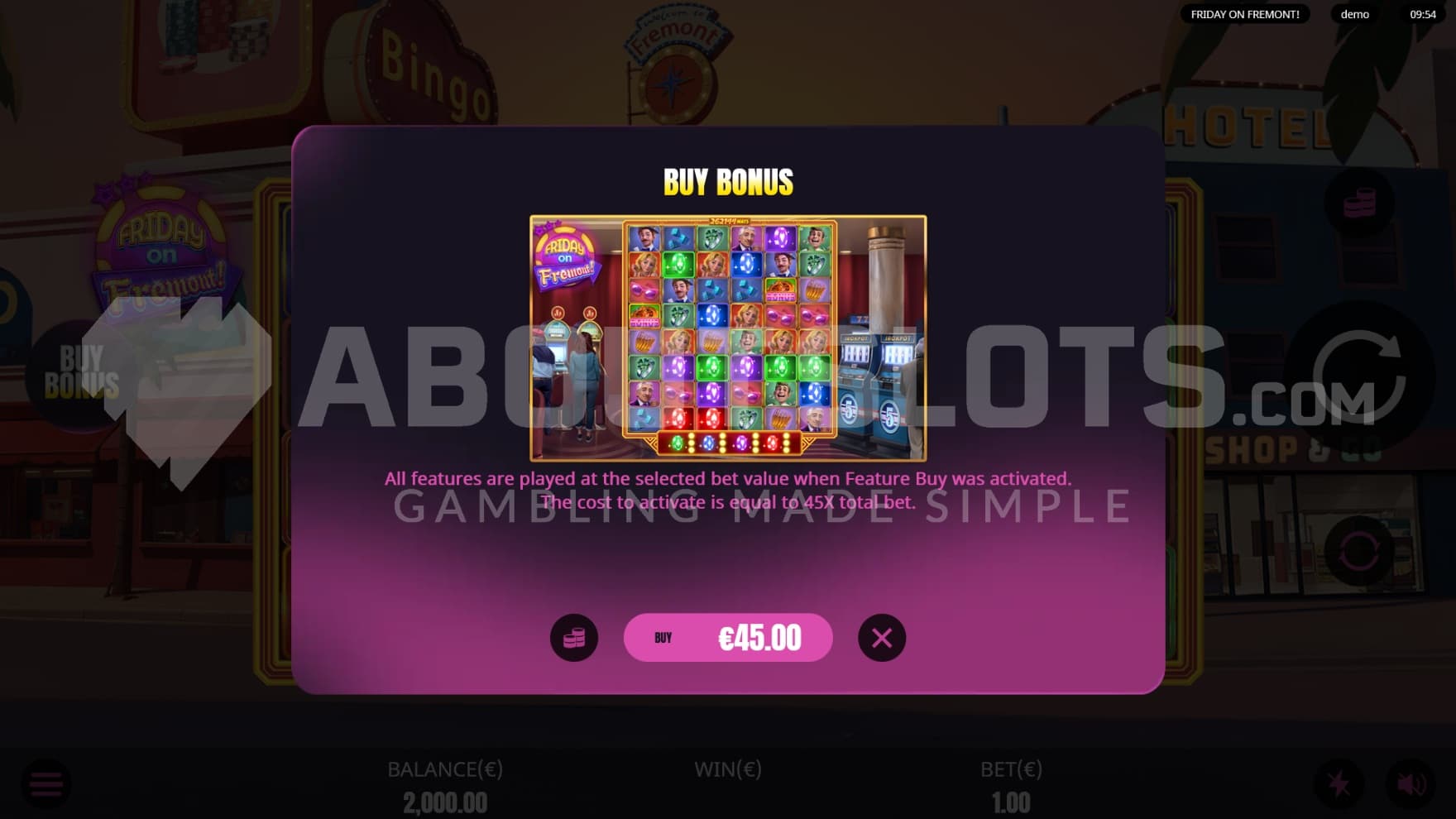 There is one Feature Buy option to let you instantly trigger the bonus game