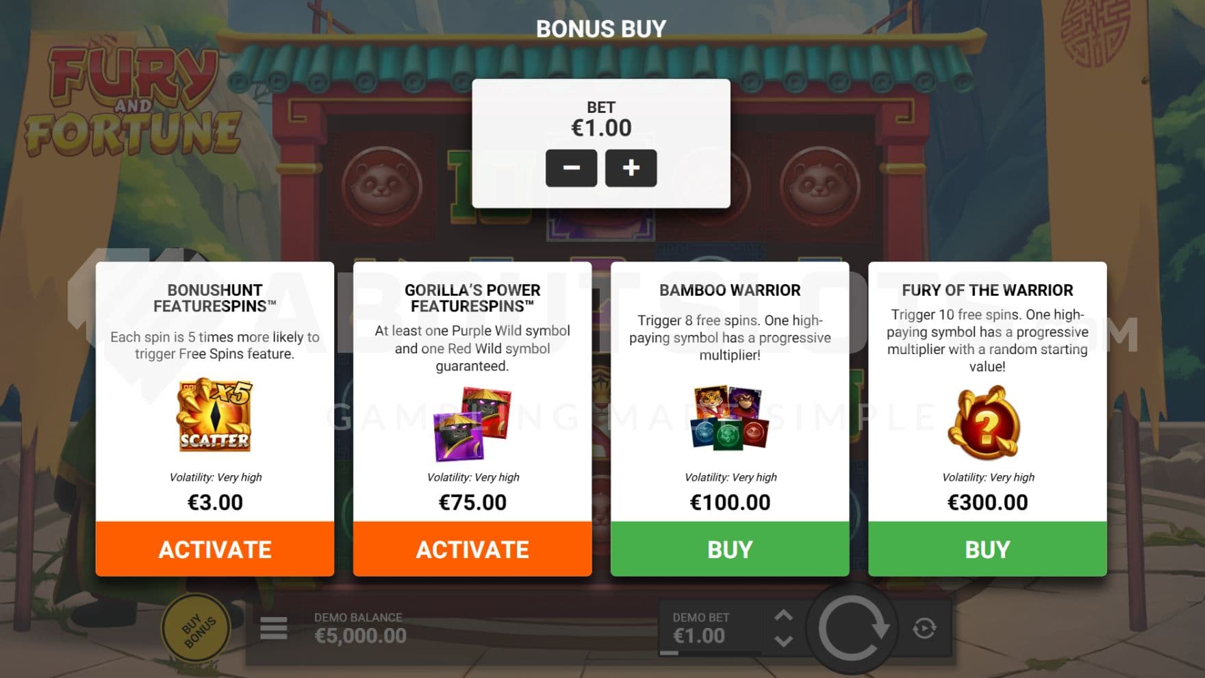 4 options Bonus Buy