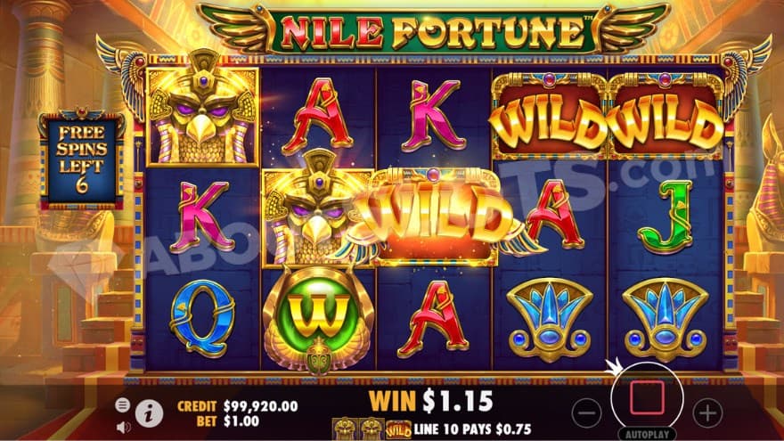 Free Spins bonus game with random wilds on the reels.