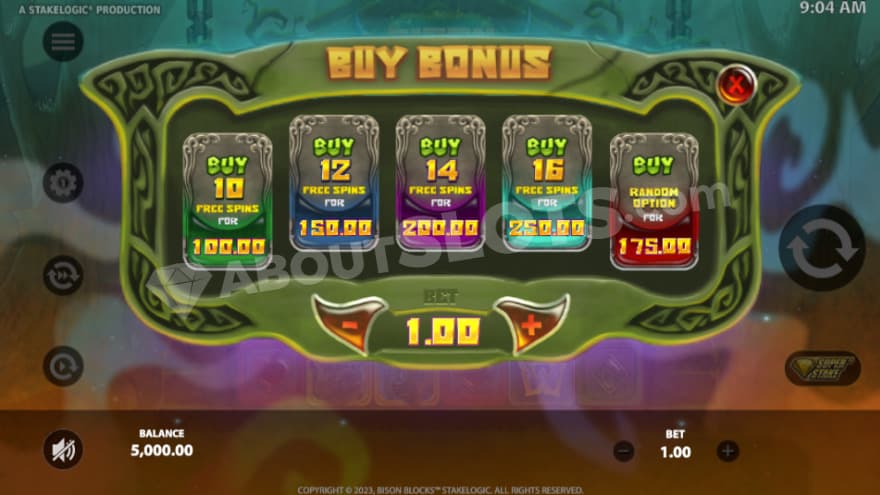 Bonus buy feature with 5 options to choose from.