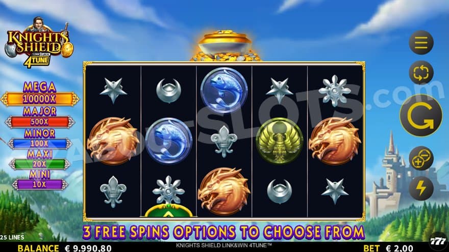 A casino slot with a castle in the background.