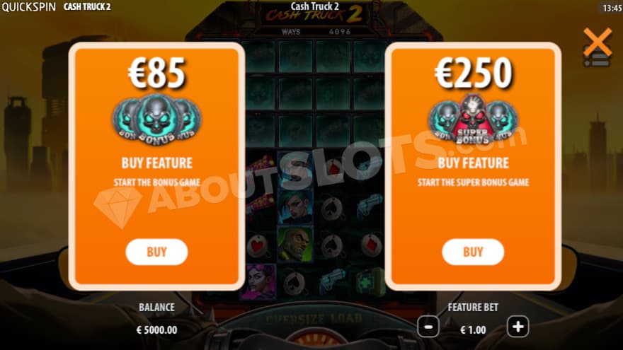 Bonus Buy feature with two options to chose from.