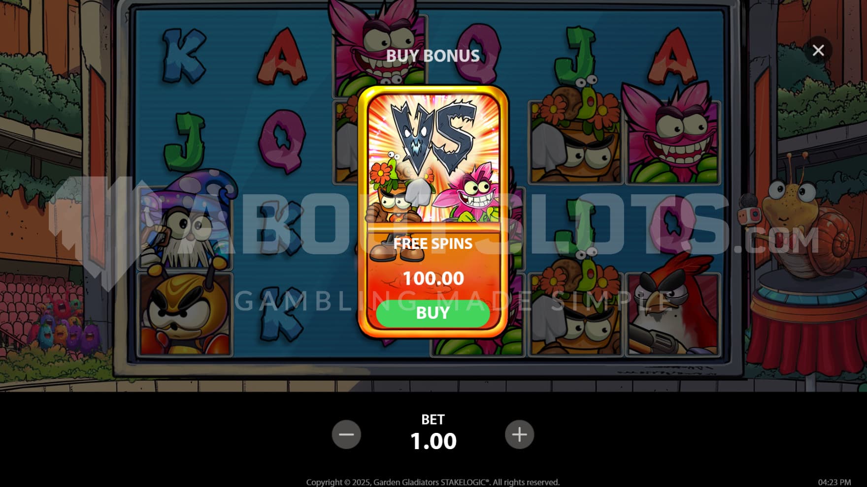 A feature buy sign hangs over to playing grid