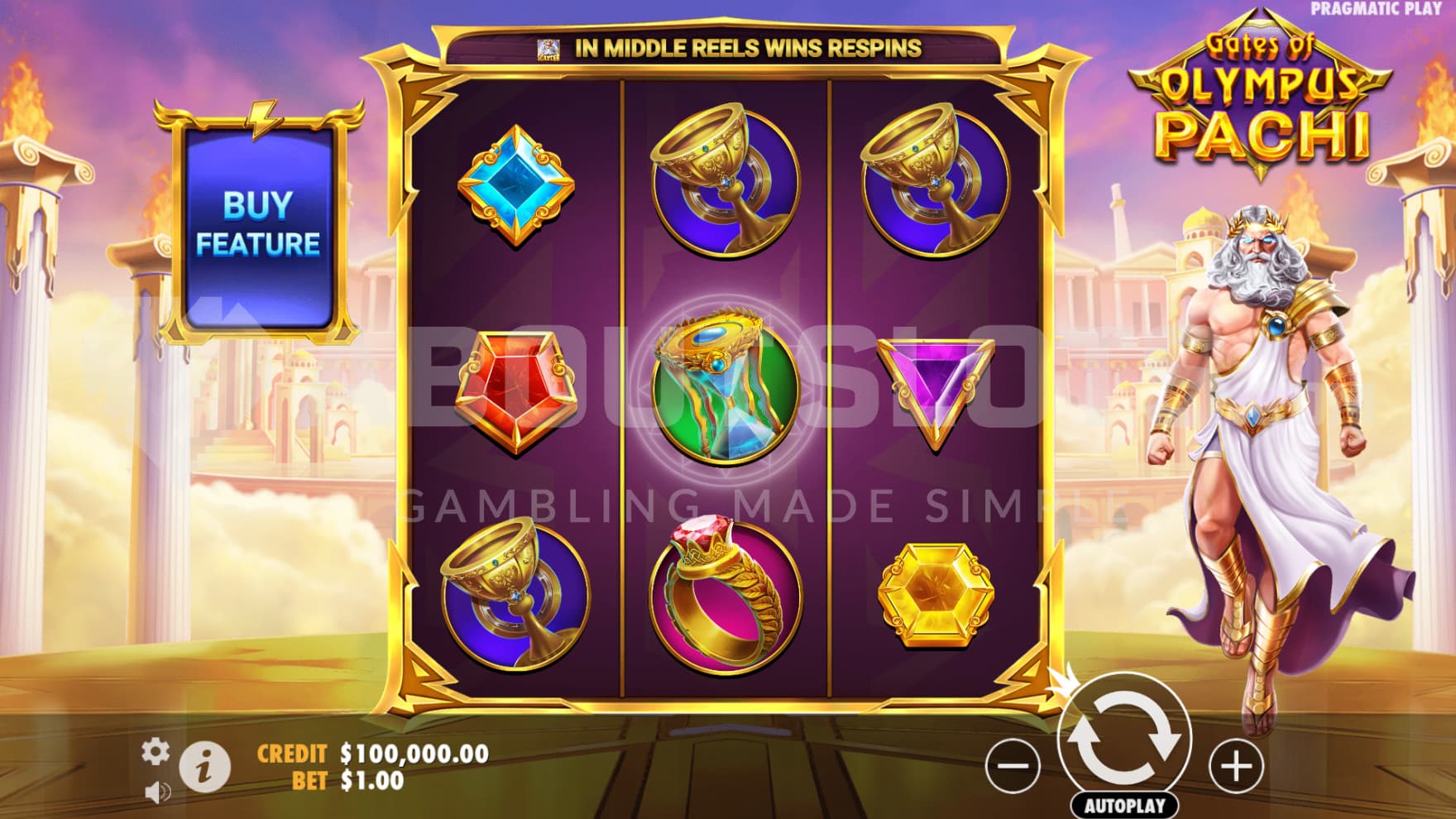 Zeus flies next to the playing grid in Olympus