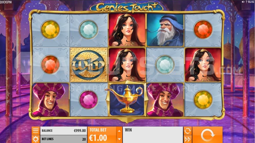 Base game with a wild symbol on the second reel.