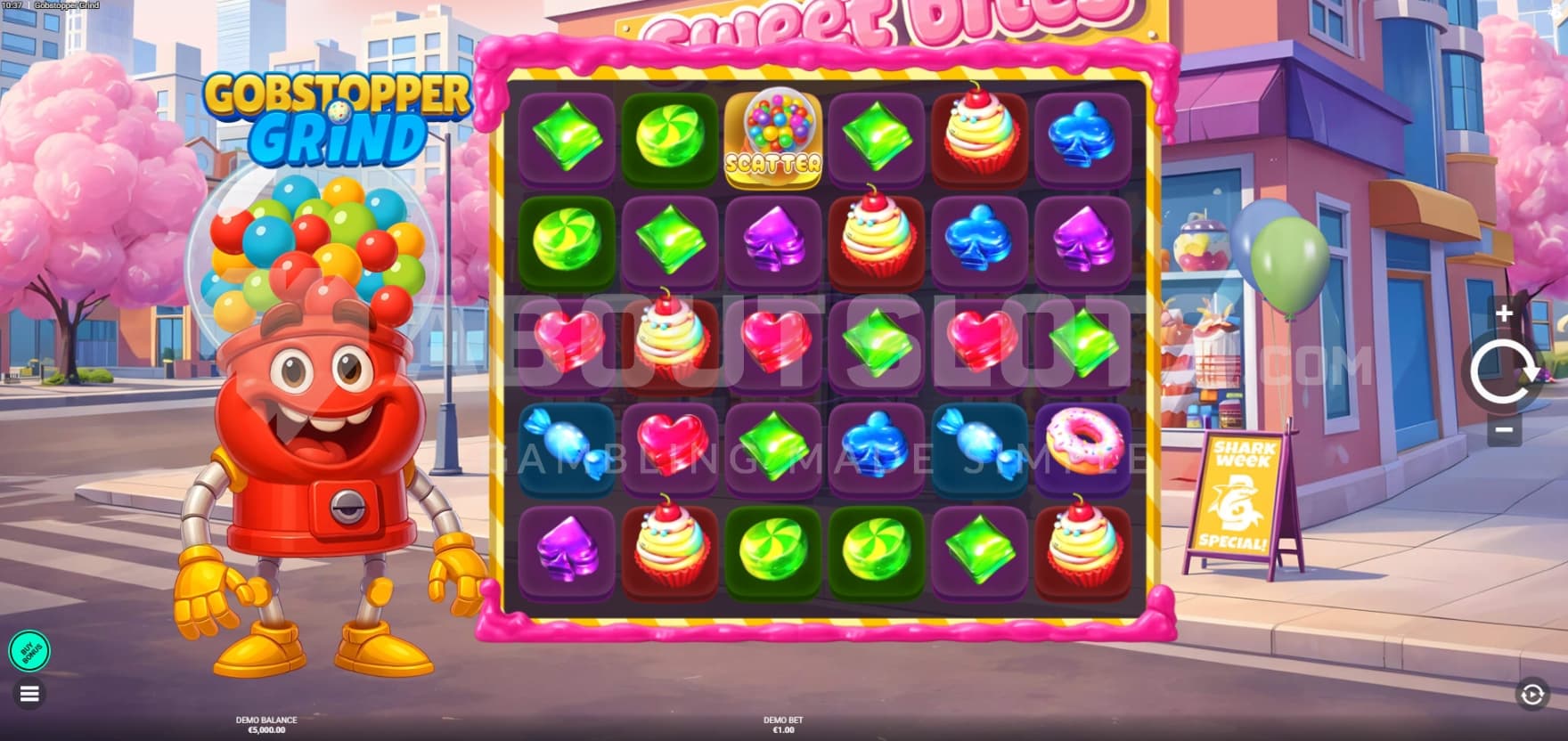 Gumball machine on left side