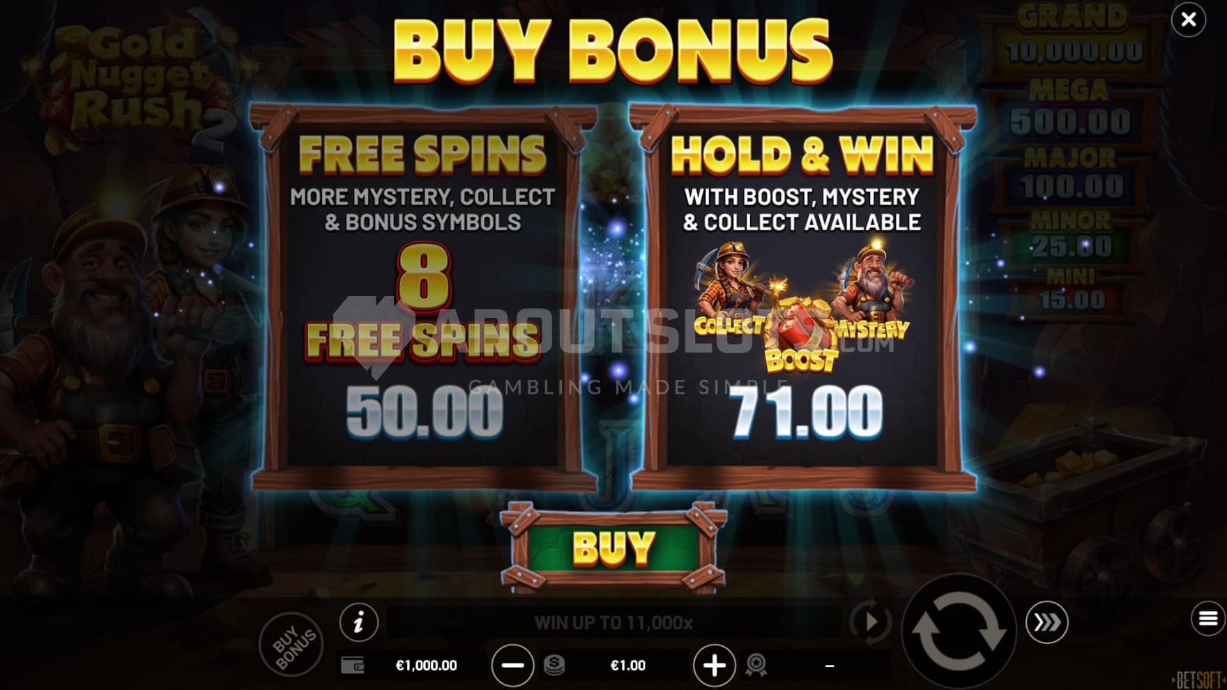 Two feature buy options exists, allowing you to either trigger the Free Spins or Respins bonus game