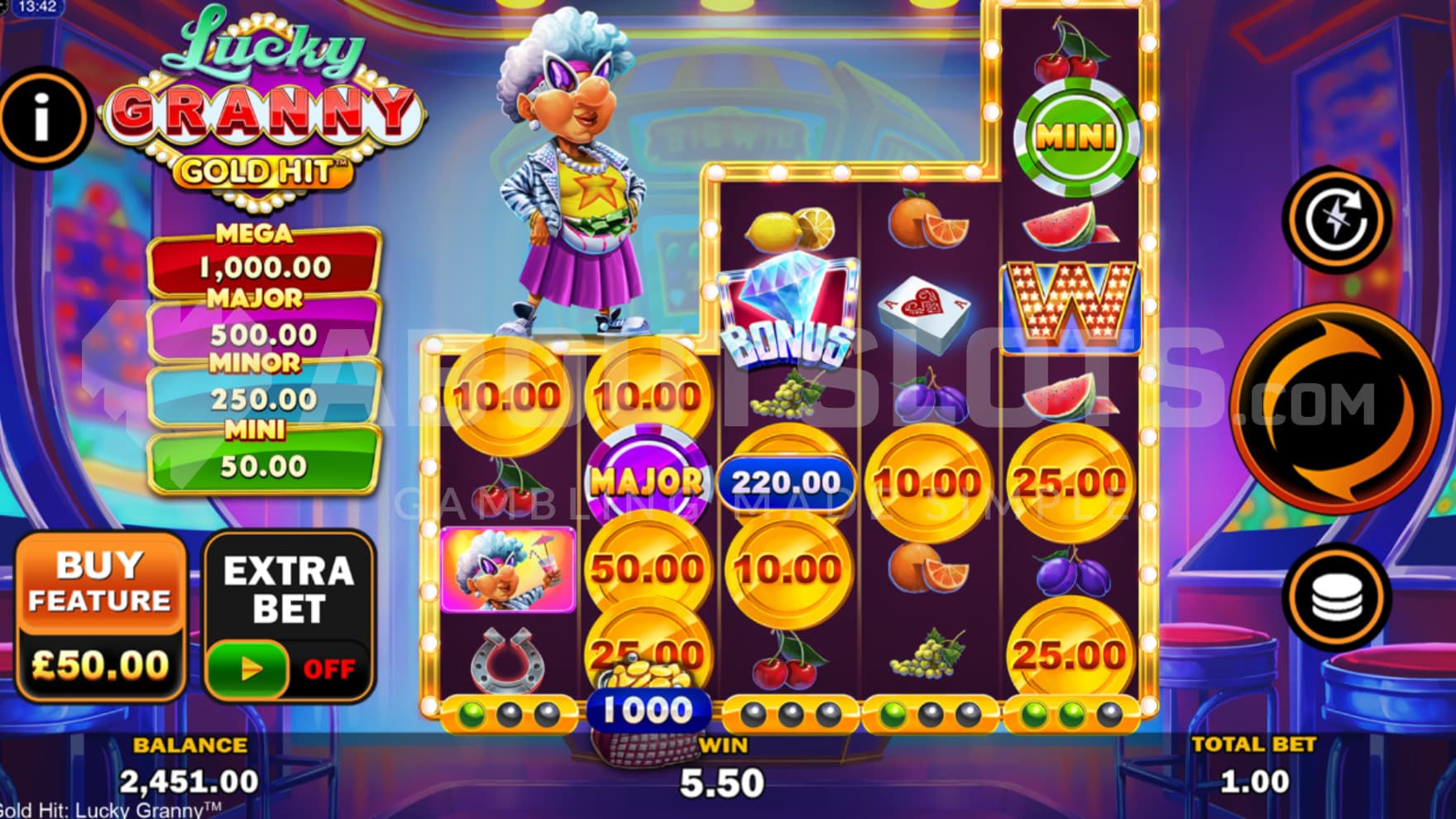Jackpots on left side