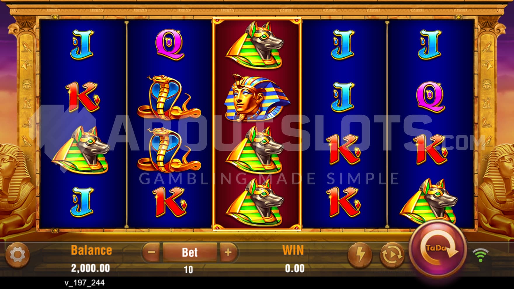 A typical Ancient Egypt theme with various busts that act as high-paying symbols sit on the reel