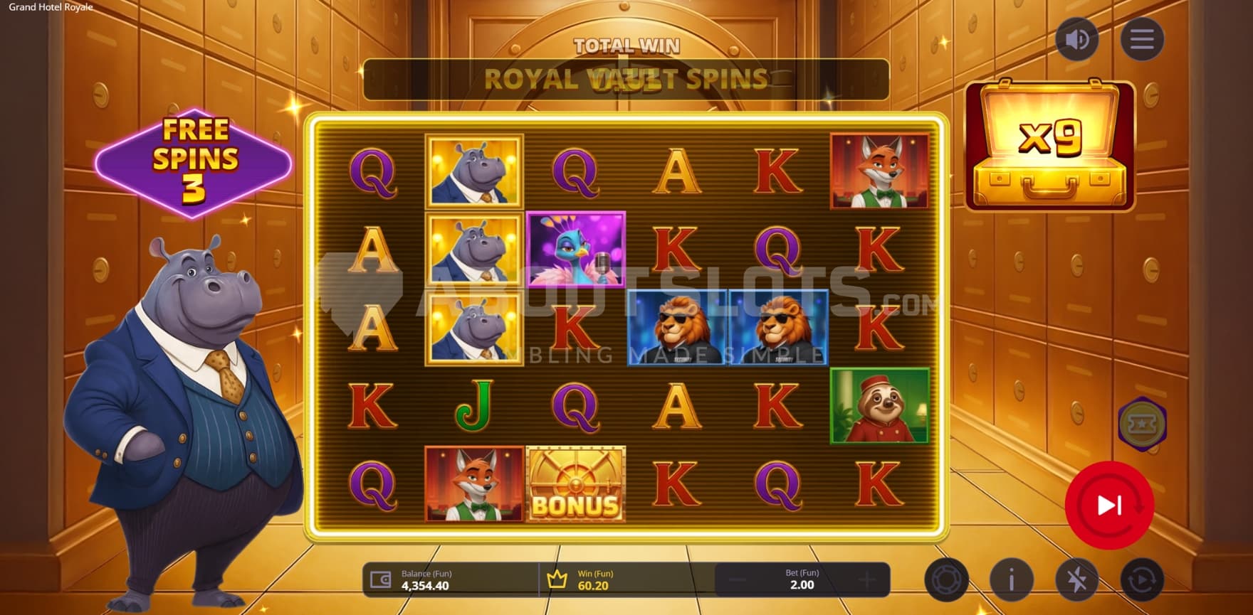 9X Total Multiplier applied to all wins